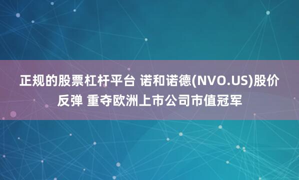正规的股票杠杆平台 诺和诺德(NVO.US)股价反弹 重夺欧洲上市公司市值冠军
