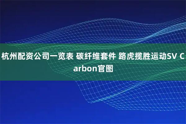 杭州配资公司一览表 碳纤维套件 路虎揽胜运动SV Carbon官图